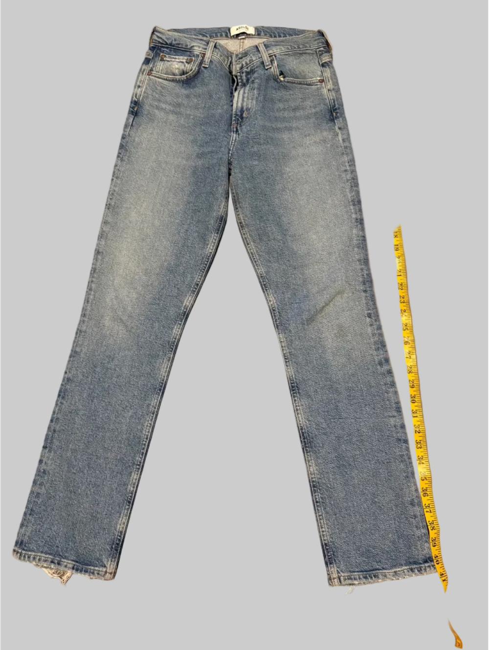 AGOLDE Lyle High Rise Straight Leg Jeans Size 26 Medium Wash Raw Hem
